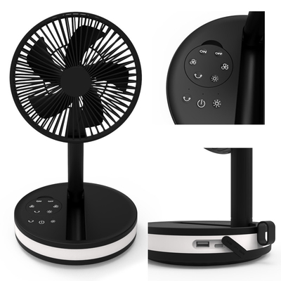 HEBRONFAN Pedestal Table Fan Desktop USB Rechargeable Fan Portable Outdoor Led Ceiling